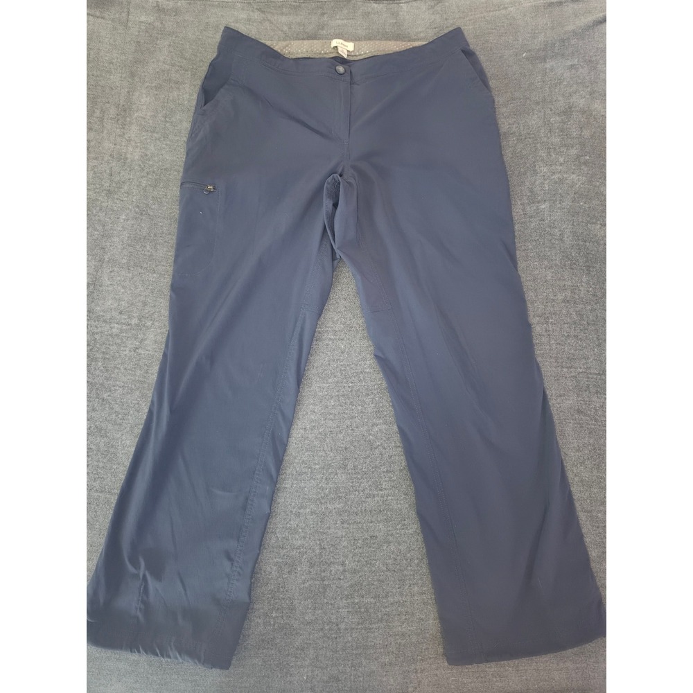 LL Bean Vista Camp Pants Womens 14 Pet Navy Blue Straight Leg Hiking 517001